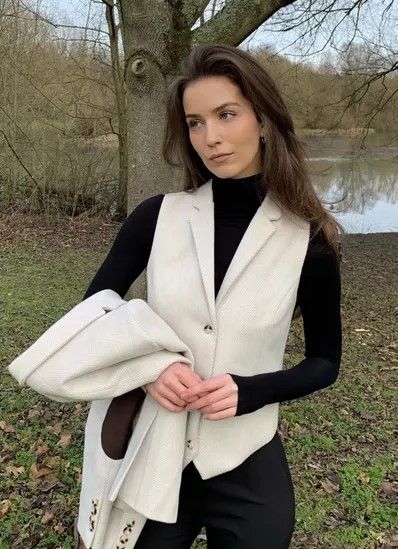 Infinity Leather Women's Tailored Fit Wool Blend Tweed Waistcoat