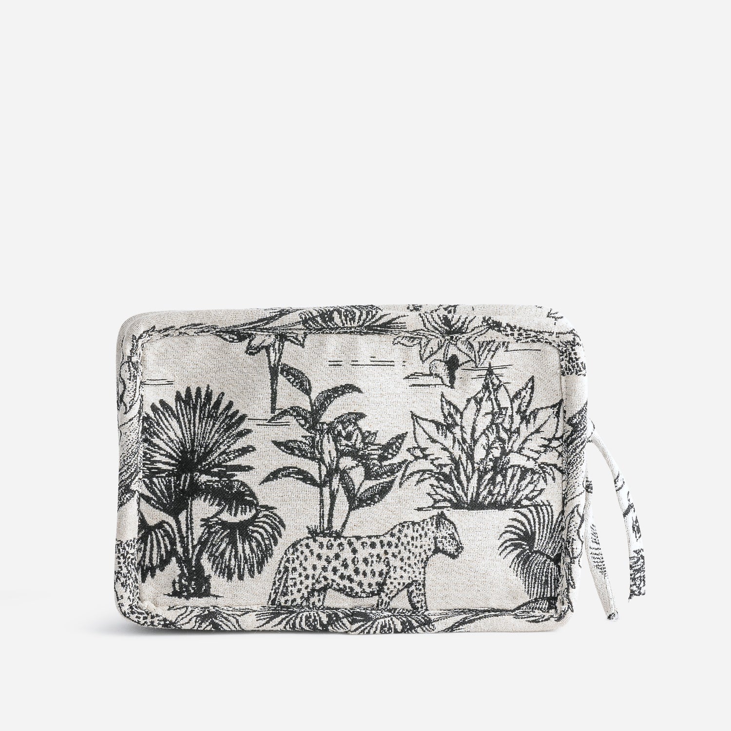 Pochette noire jacquard à motif jungle