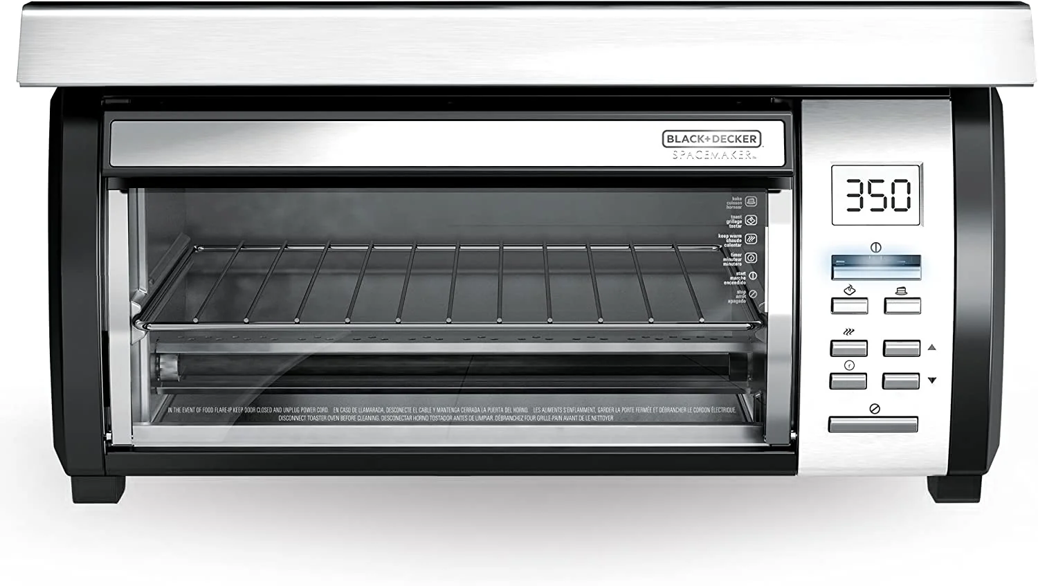 BLACK+DECKER SpaceMaker Under-Counter Toaster Oven, Digital Controls, Black/Stainless Steel, Fits 9 Pizza, TROS1000D