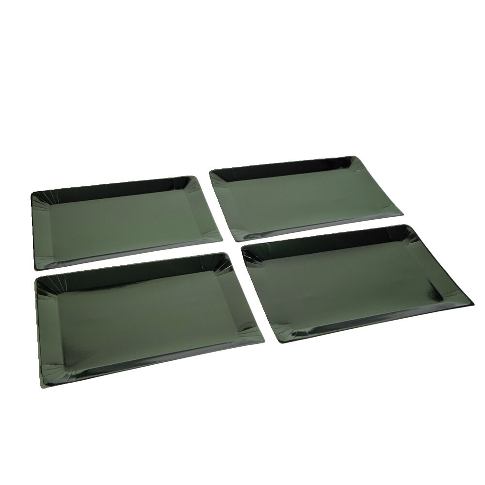 Plateau de présentation rectangulaire x4 en carton vert sapin 28x38cm