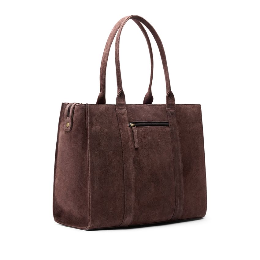 Manfield 18 inch donkerbruine suède shopper