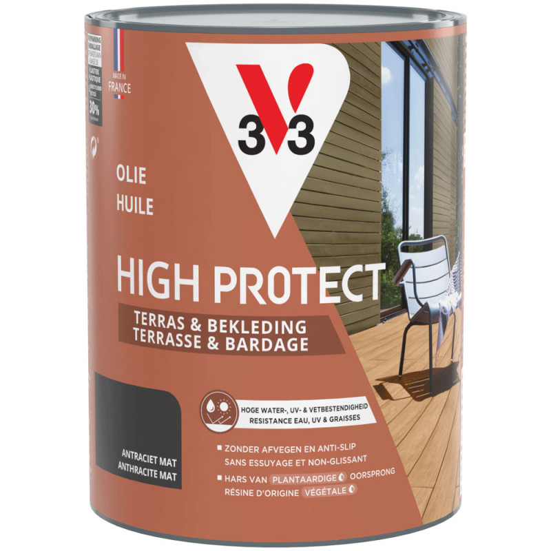 Huile pour bois de terrasse High Protect anthracite 0,75 L V33
