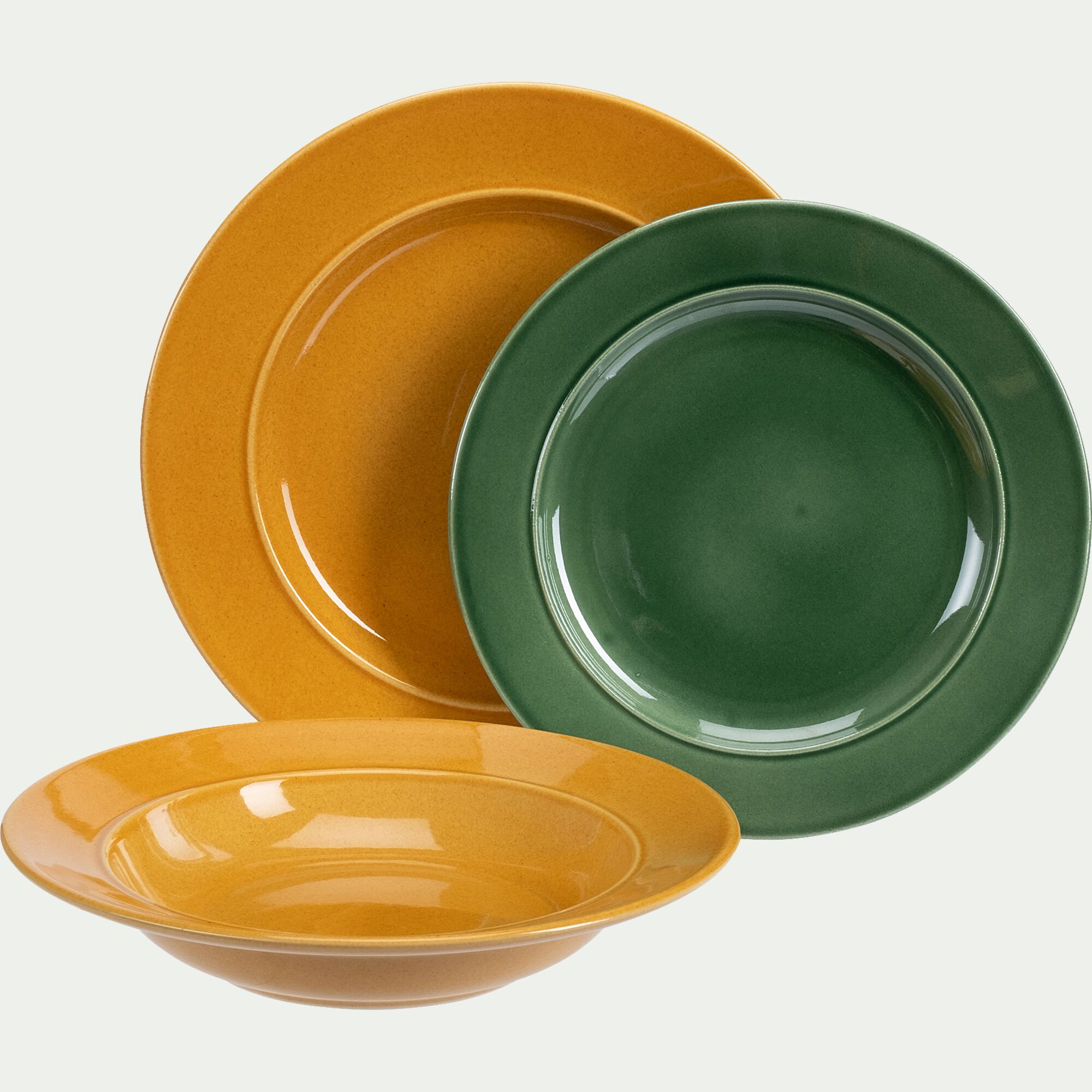 ANO - Assiette plate en grès D27,4cm - jaune