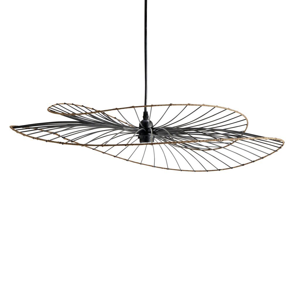 Suspension ondulée double filaire métal noir Ø69xH13cm