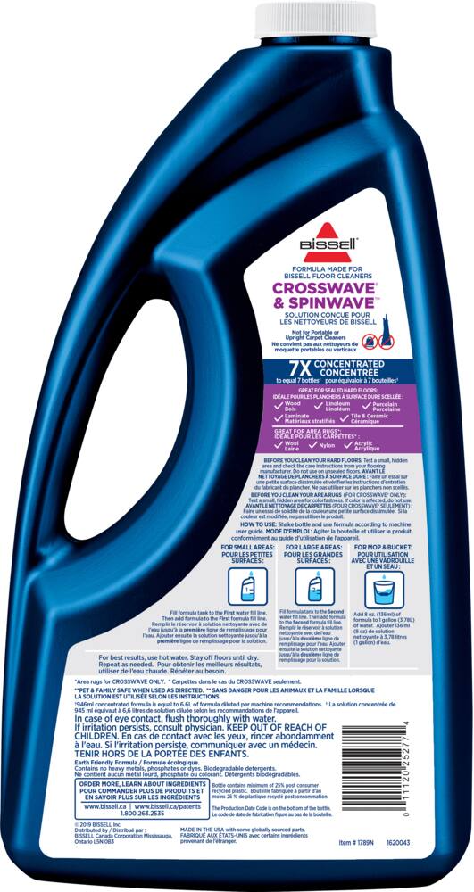 Bissell Multi-Surface Concentrated Floor Cleaner for Use in Bissell Floor Cleaners, 1.89-L