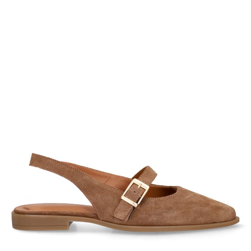 No Stress Bruine suède slingbacks