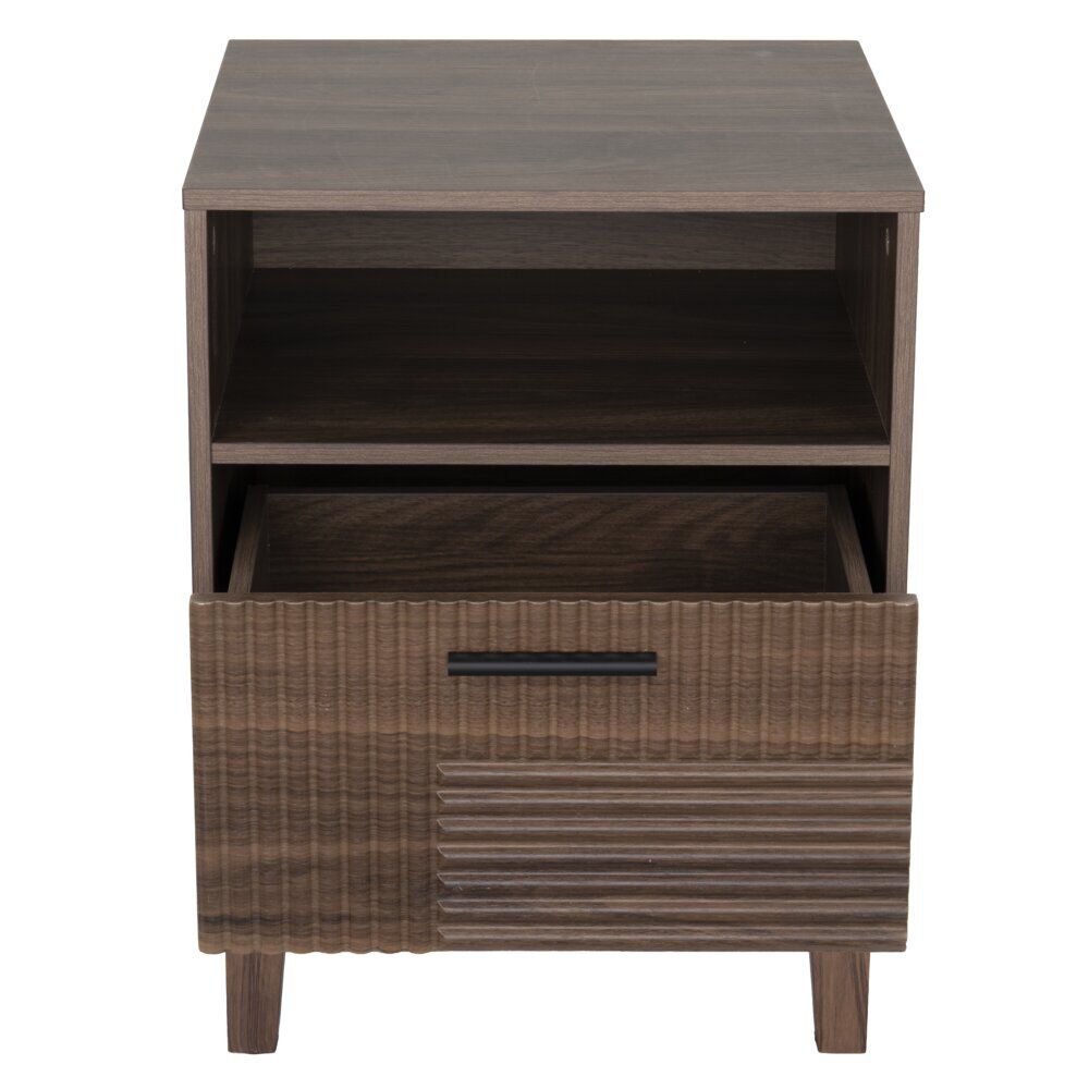 Table de chevet en bois Lida 1 niche et 1 tiroir marron foncé 40x39xH52cm
