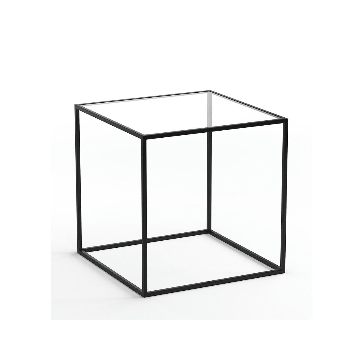 Bout de canapé sybil, plateau verre transparent