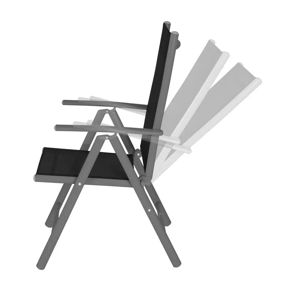 tectake - Aluminium tuinstoel - antraciet/zwart - Set van 4