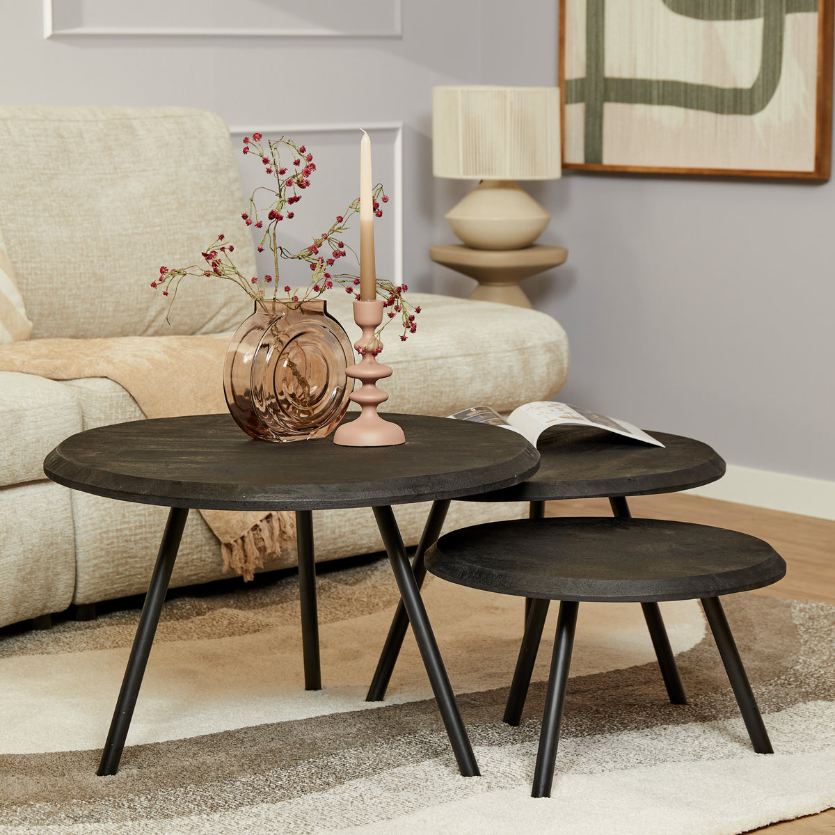Starfurn salontafel Ohio - zwart - 70x70x45cm