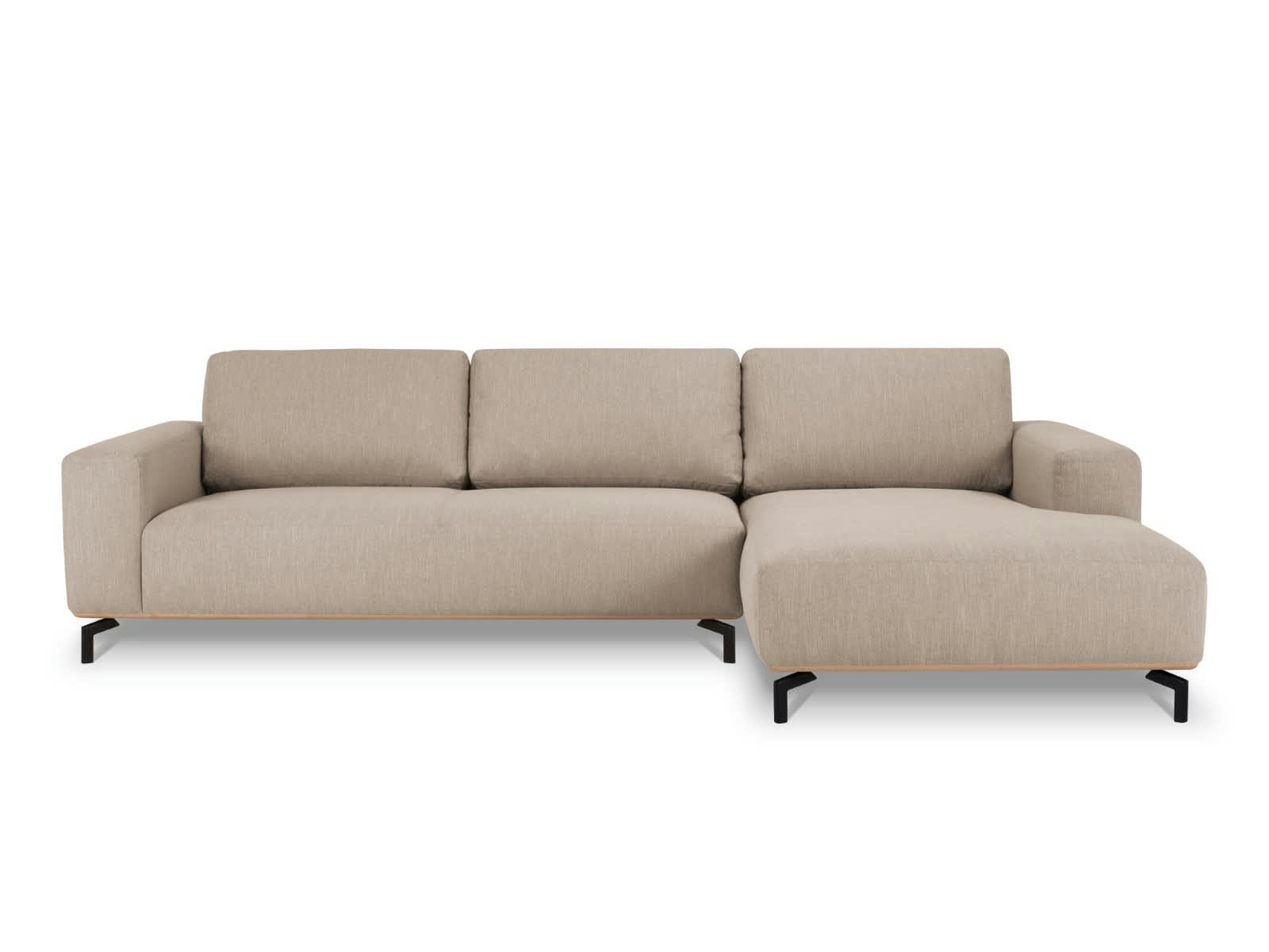 MARC - Canapé D'Angle Droit 5 places en Tissu Structurel Beige Foncé