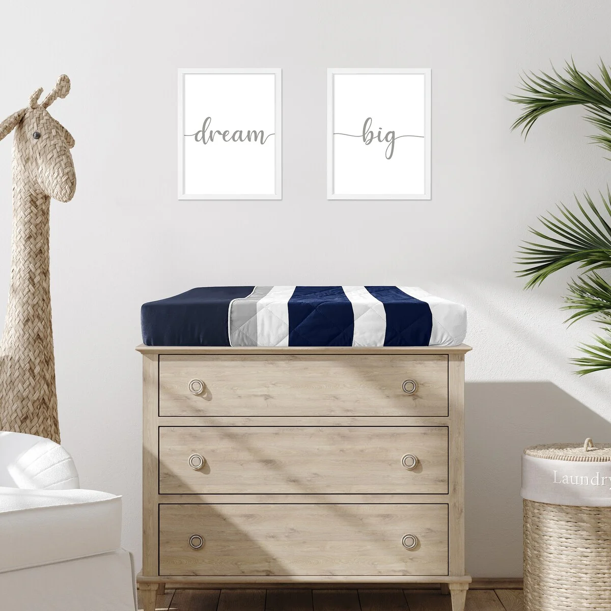 Sweet Jojo Designs Navy Blue and Gray Stripe Changing Pad Cover