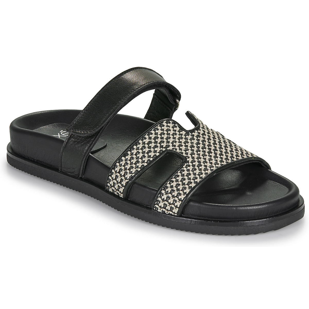 Exé Shoes - 966-KIMOLOS-LEATHER-BEIGE-BLACK - Black / Beige