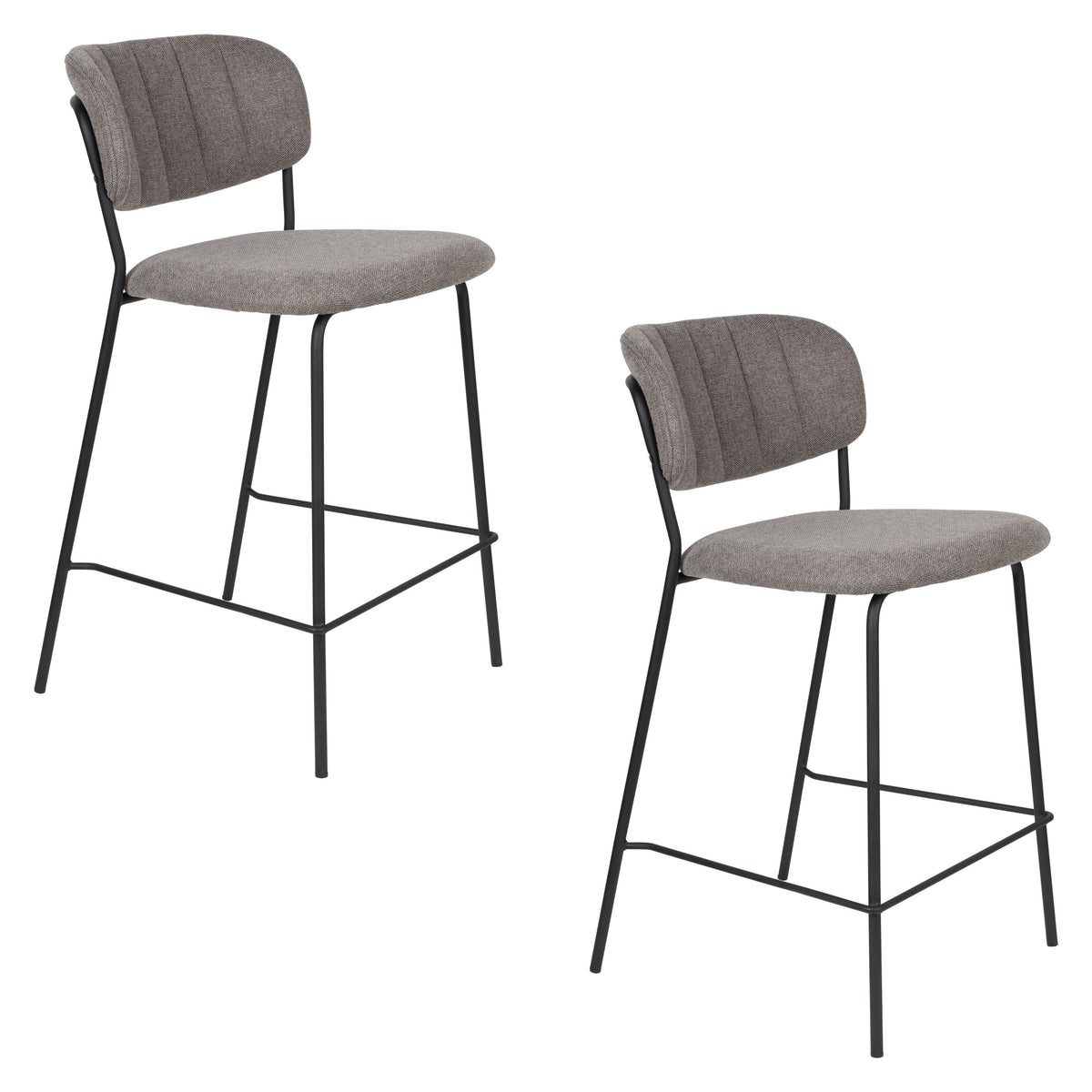 Housecraft Living Jolien Barkrukken rugleuning 65 cm Zwart/ Grijs - Set van 2