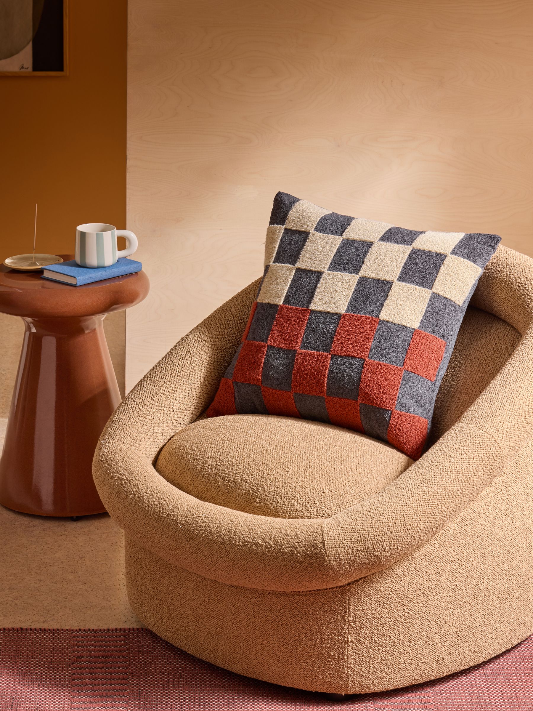 Rust Tilo Checkerboard Cushion