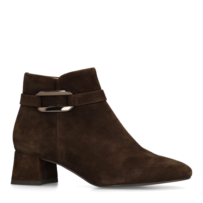 No Stress Bruine suède enkellaarsjes met hak