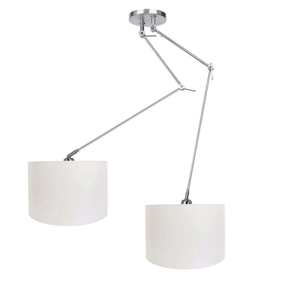 Ylumen hanglamp Knik - 2 lichts - 70 x 150  cm - mat chroom wit