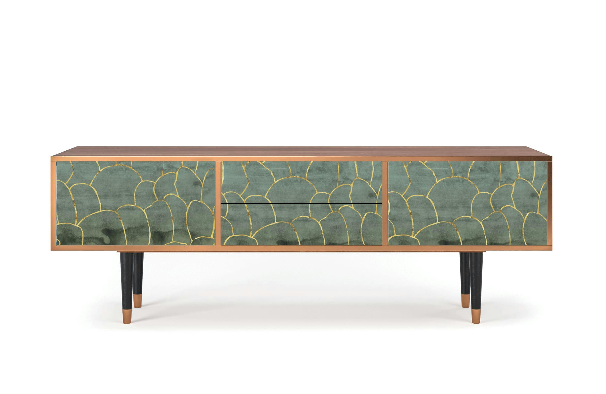 MAGNIFICENT WATER LILY - Meuble TV  bleu-vert 2 tiroirs et 2 portes L 170 cm