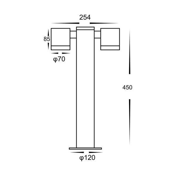 Lampa ogrodowa stojąca czarna KETTO wys:45 cm 2xGU10x40W IP44 Eko-Light