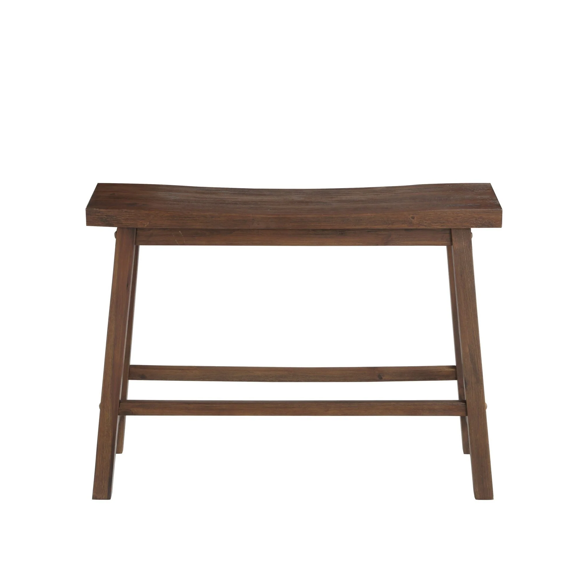Saddle Design Wooden Bench with Grain Details, Brown
