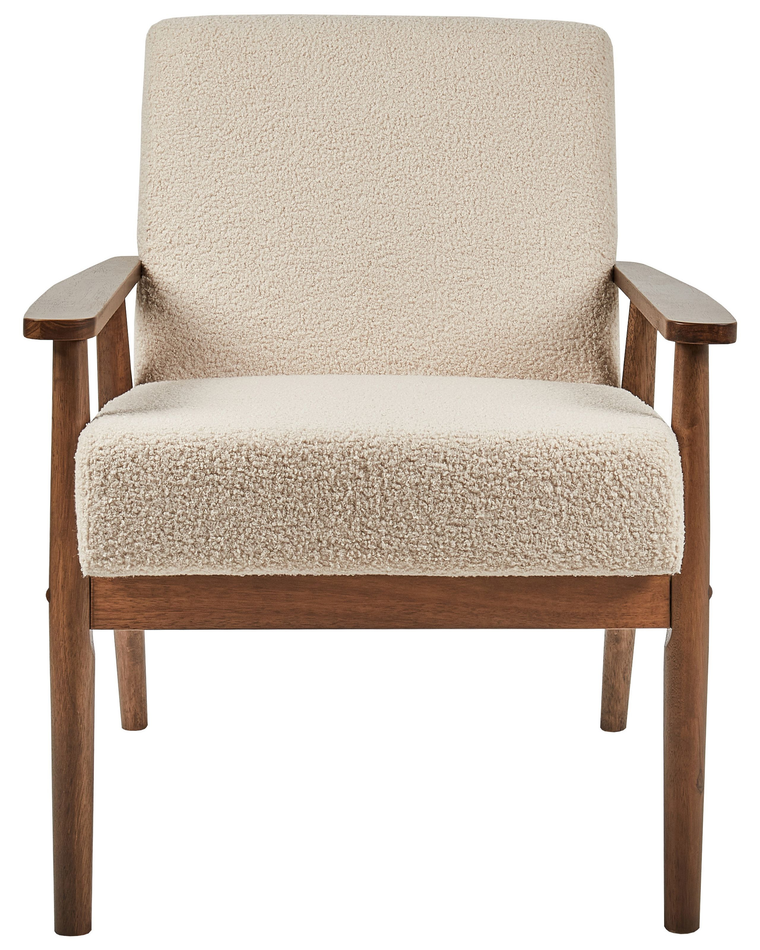 Fotel retro tapicerowany boucle beżowy