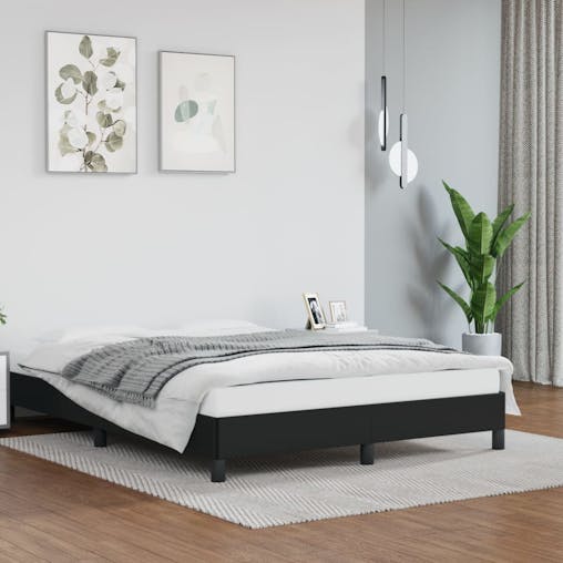 NNEVL Bed Frame Black 153x203 cm Queen Faux Leather