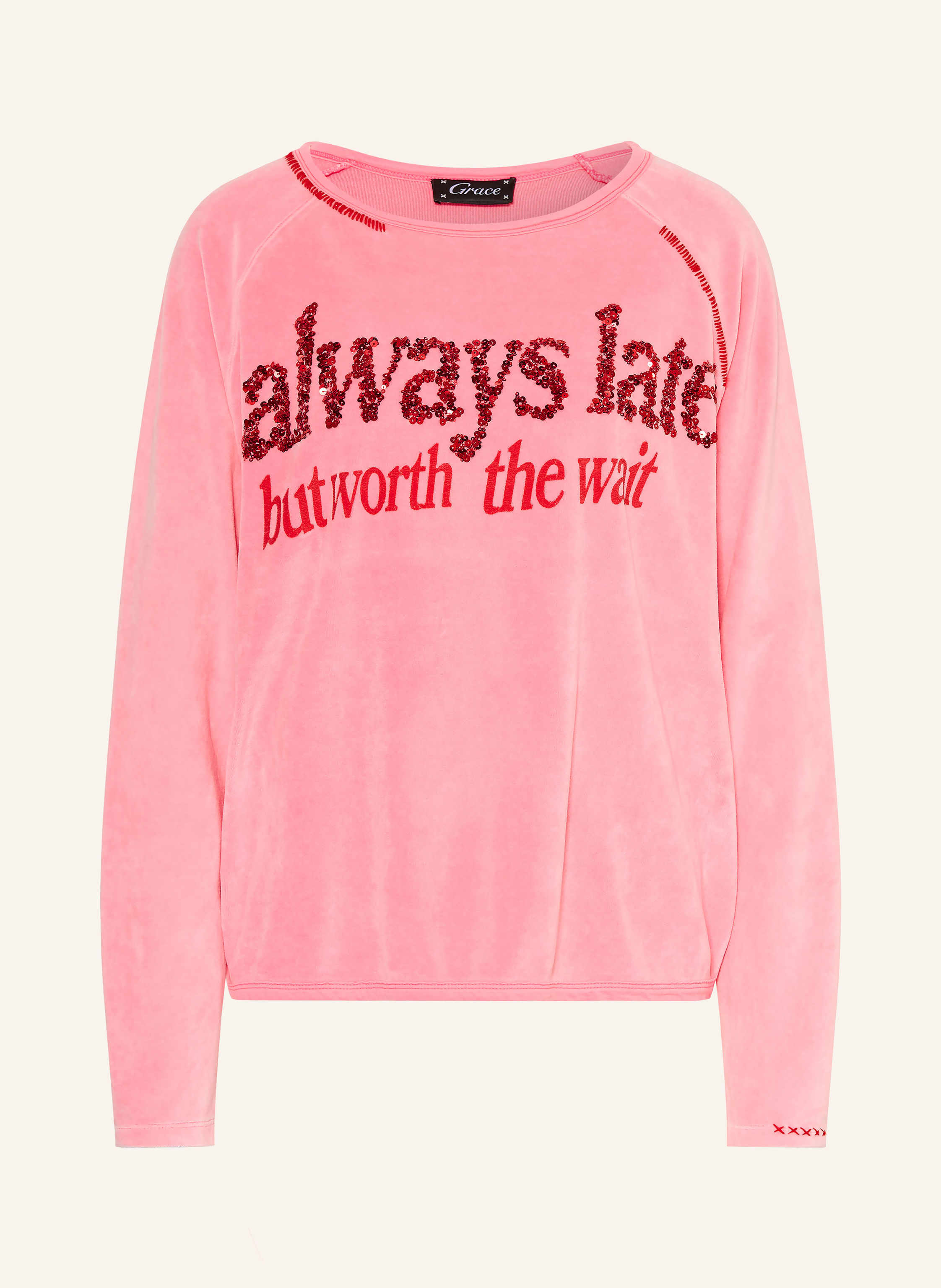 Grace Nickishirt ALWAYS LATE mit Pailletten