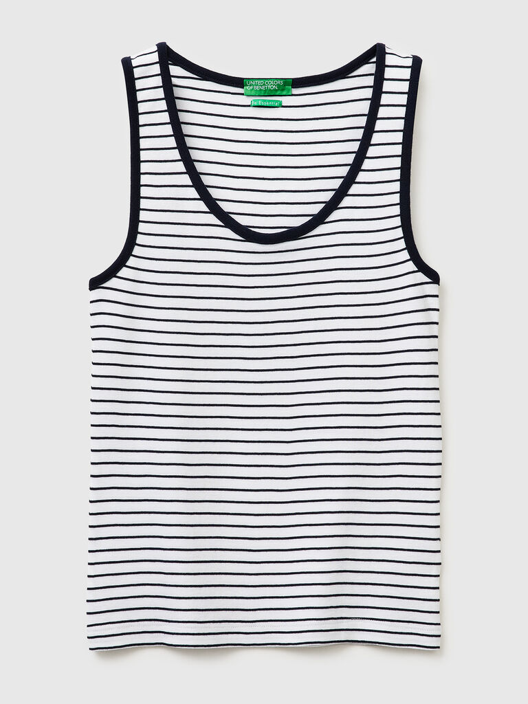 Striped tank top in pure cotton