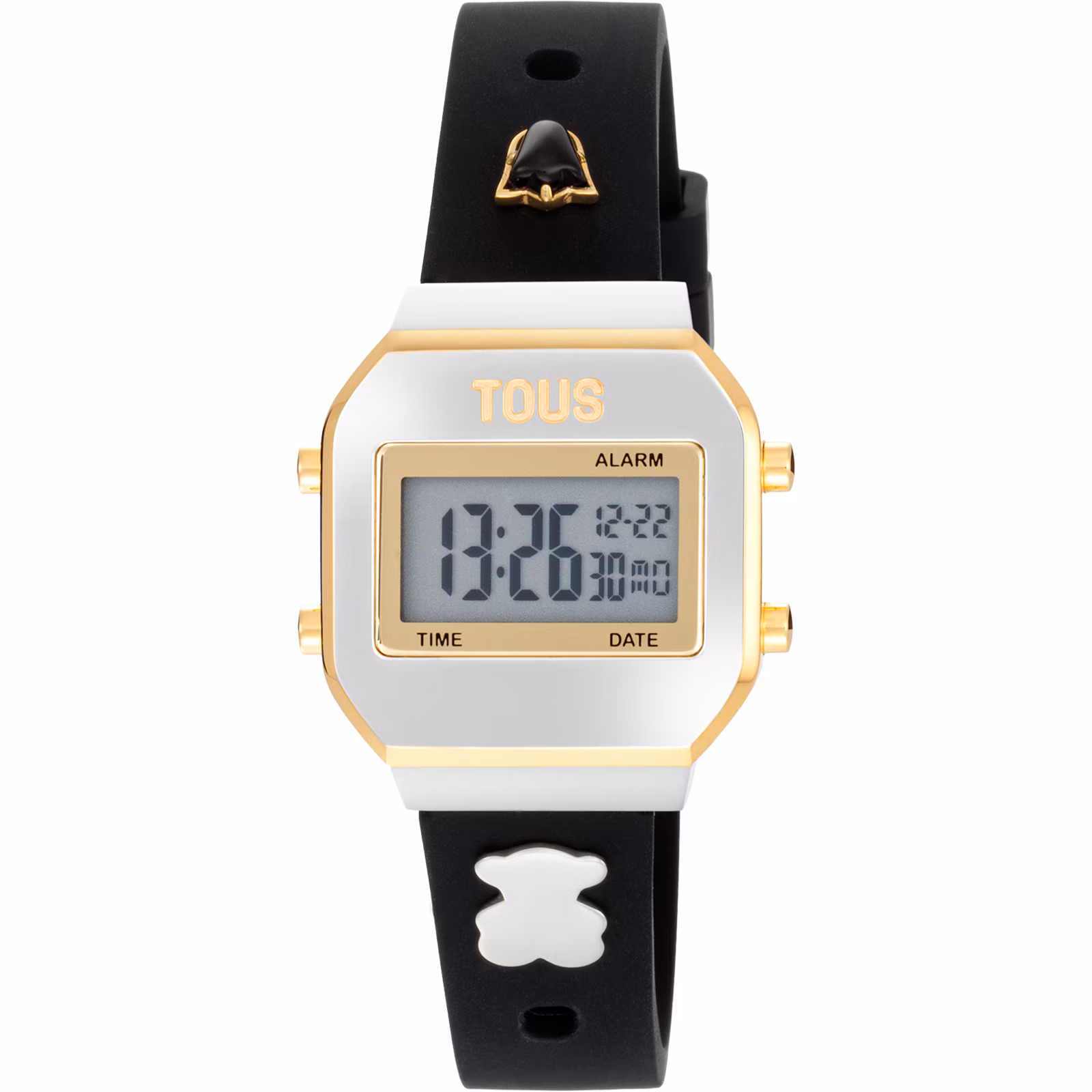 Reloj digital con correa negra, acero y gemas XPRESURSLF