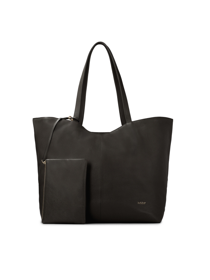 Large black shoulder bag with detachable pouch