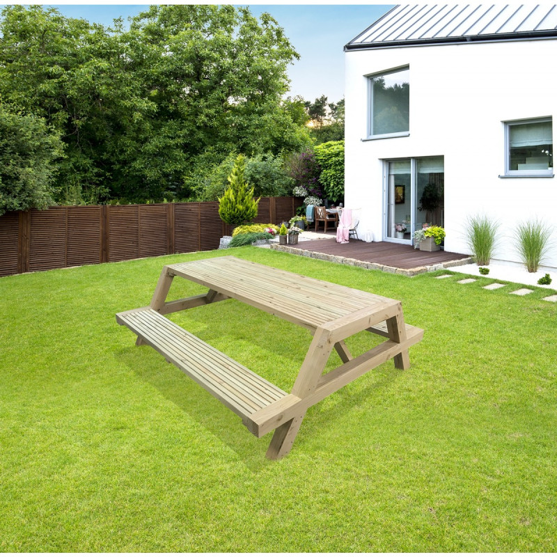 Table de jardin pique-nique en pin 200 x 175 x 70 cm SOLID