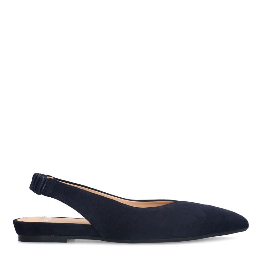 Manfield Donkerblauwe suède slingbacks