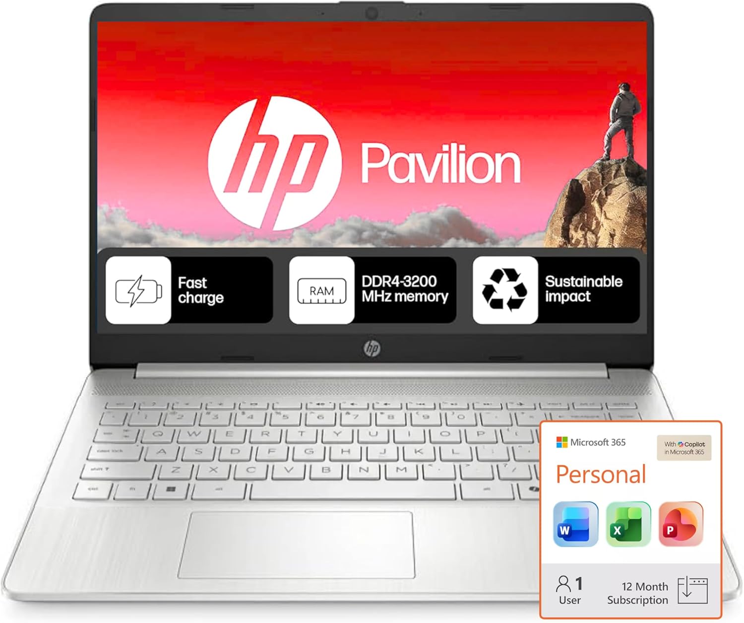HP Ultrabook Laptop • 1TB Online with 128GB Speed Stack (64GB onboard and 64GB USB) Storage • 8GB Smart RAM • All-Day Battery • Windows 11 • 1 Year Microsoft Office 365