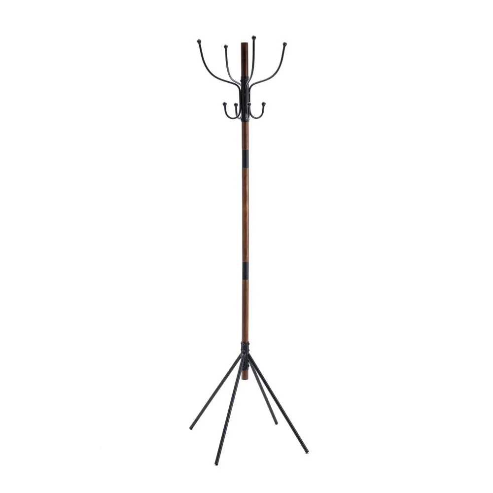 Milton 8-Hook Wooden Standing Coat Rack