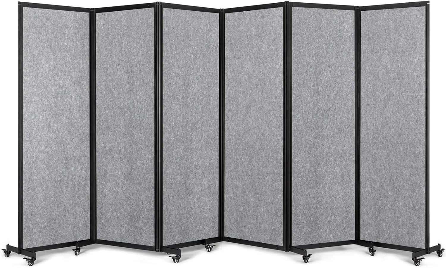 Room Partition,Office Divider,Portable Commercial Screen Dividers,Privacy Partition Separator,Classroom School Dividers,12'7L* 6'7H,6 Panel,Light Grey