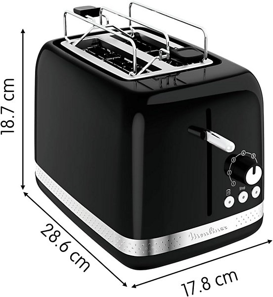 Grille-Pain Vintage Noir 2 Fentes 850W