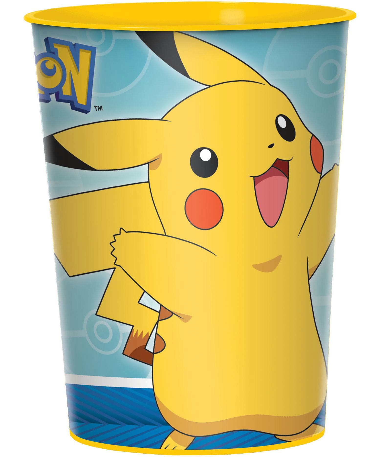 Nintendo Pokémon Pikachu Plastic Reusable Favour Cup, Yellow/Blue, 16-oz, for Birthday Party
