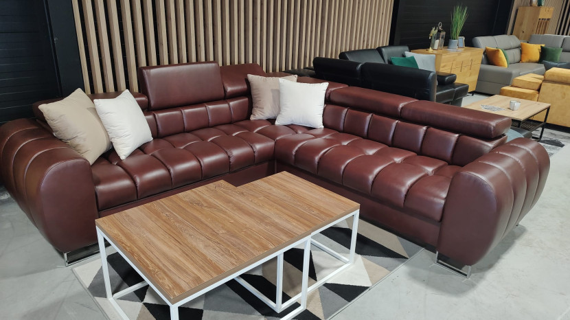 Narożnik skórzany Aspen Max 260x260 cm z funkcją spania i pojemnikiem