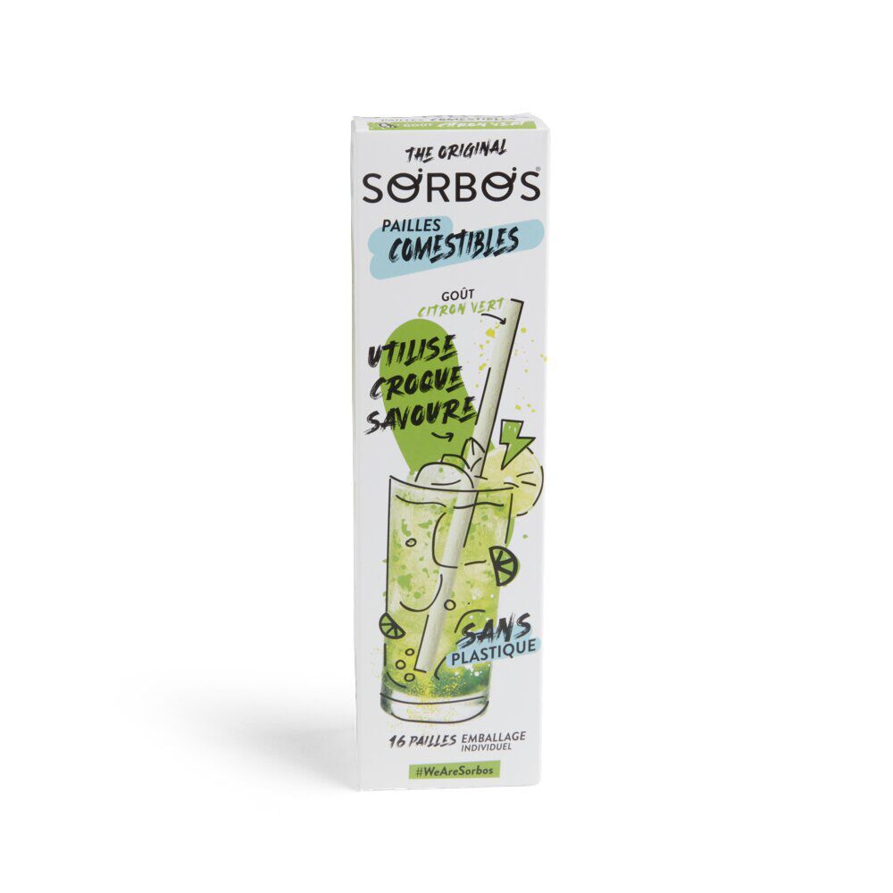 Lot de 6 pailles comestibles go&ucirc;t citron vert