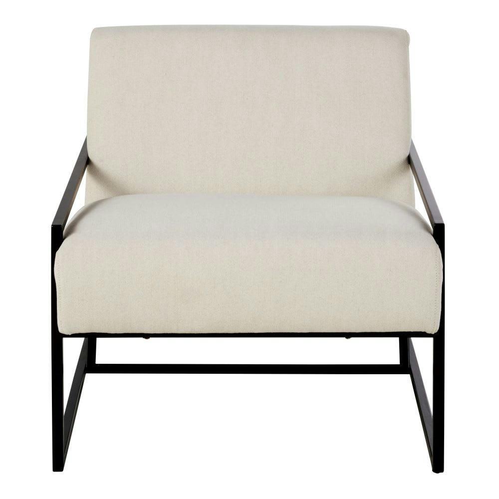 Citizen - Fauteuil en coton beige et pieds en métal noir