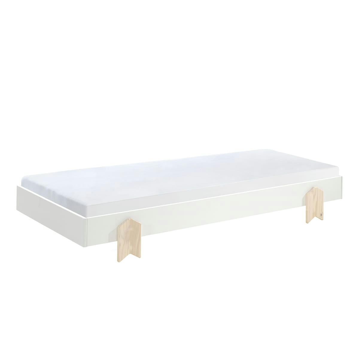 MODULO - Lot de 3 lit empilable 90x200 sommier inclus blanc