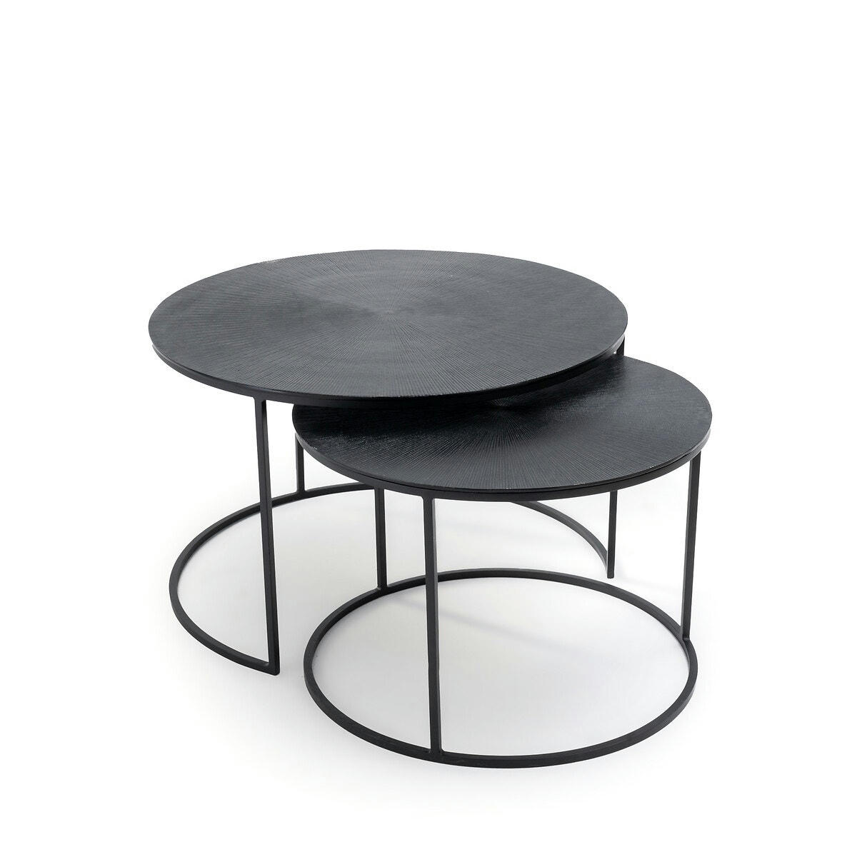 Lot de 2 tables basses gigognes métal acier, Jalia