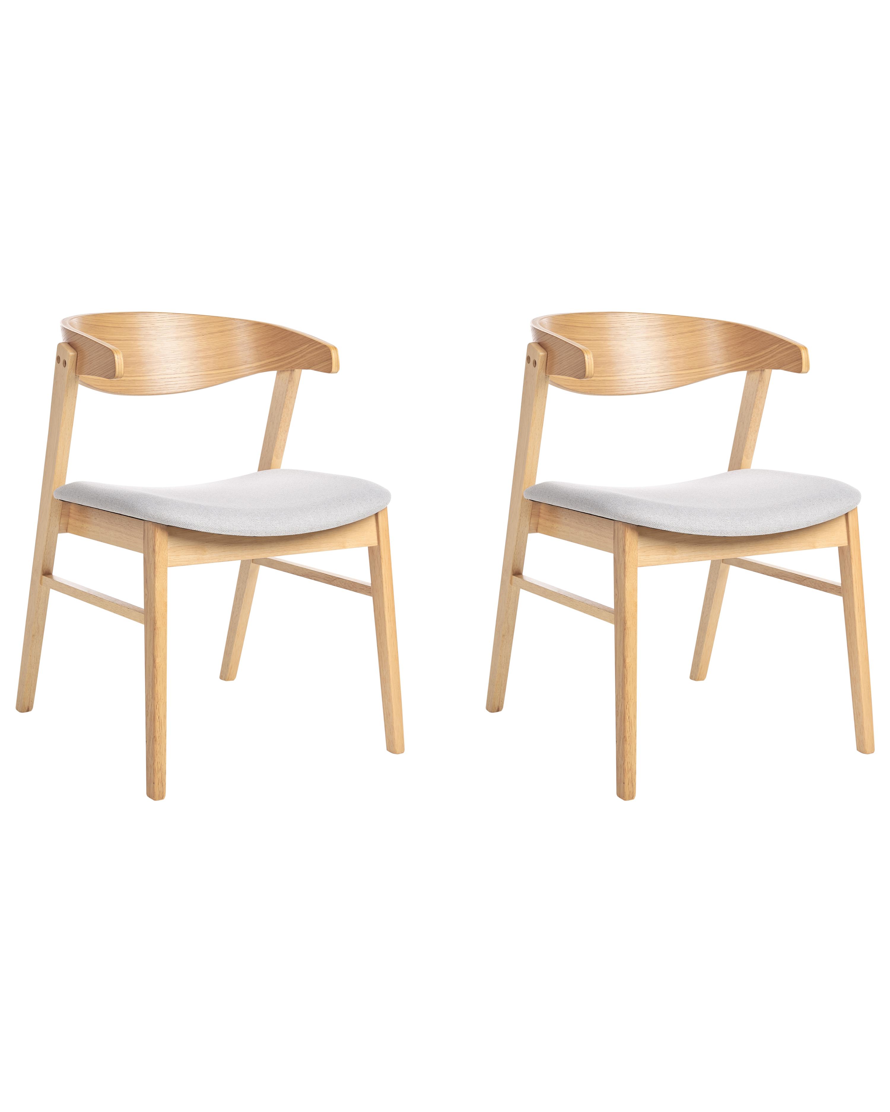 Set of 2 Dining Chairs LILLY Fabric Light Brown/ Grey