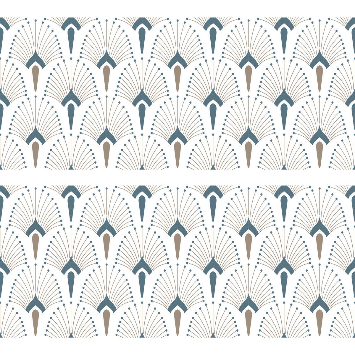 BLUE ART - Bandeau PVC lot de 2 : L 70cmxH 30cm Bleu Art Déco Vintage