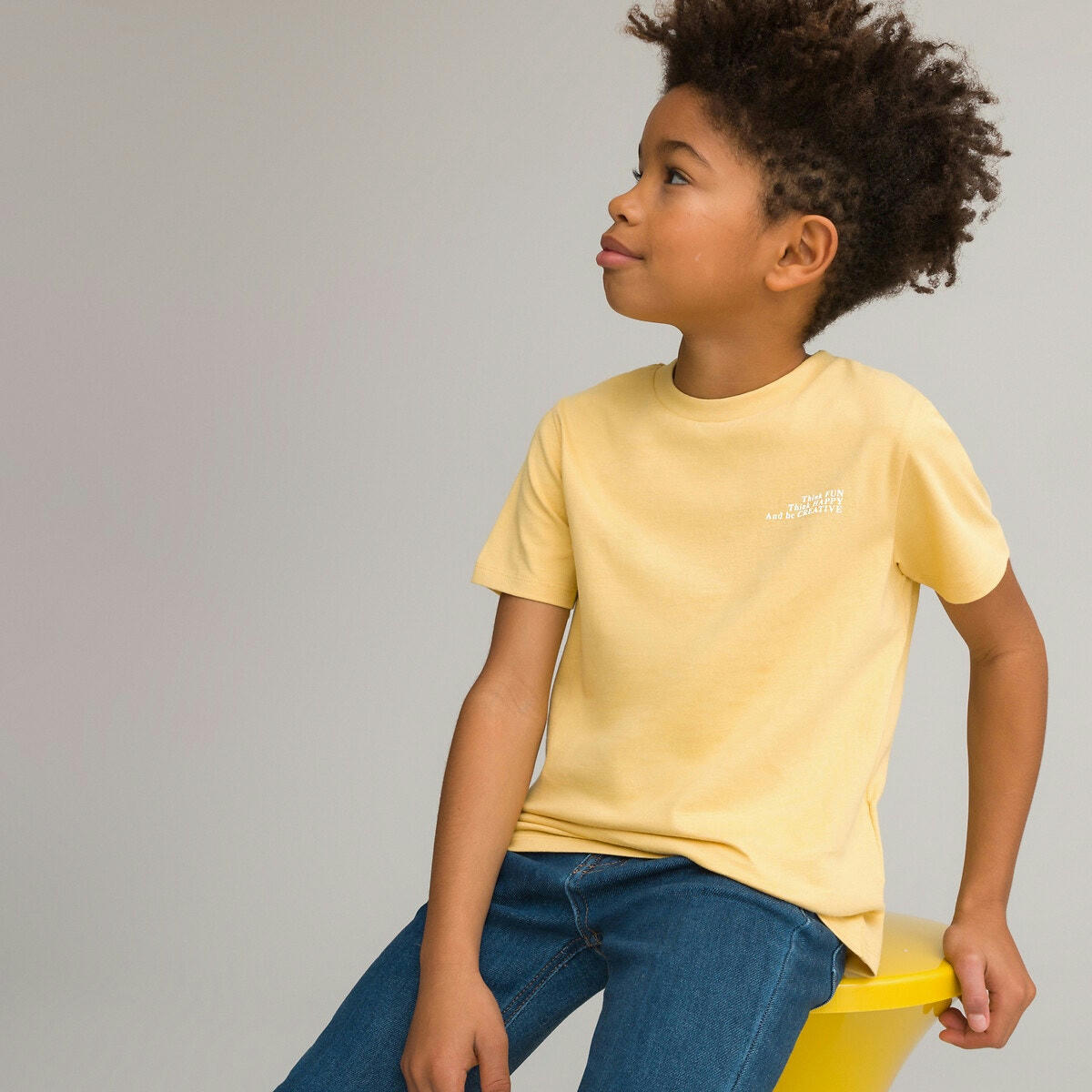 Lot de 3 T-shirts col rond, message poitrine
