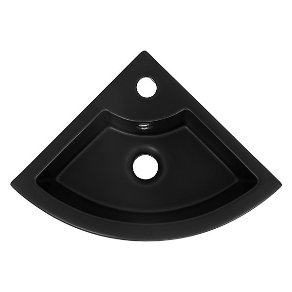 Lavabo d'angle ceramique noir lave-mains moderne avec trop-plein 460x330x130 mm