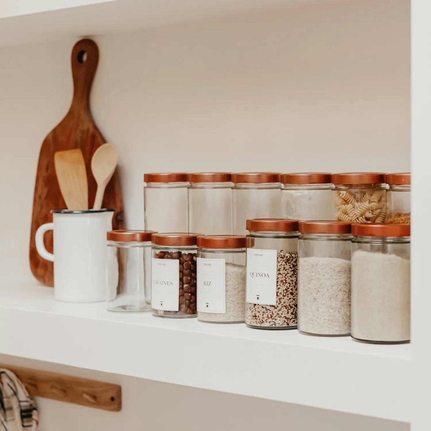 PACK EPICERIE - Pack épicerie - 12 bocaux couvercles or + étiquettes