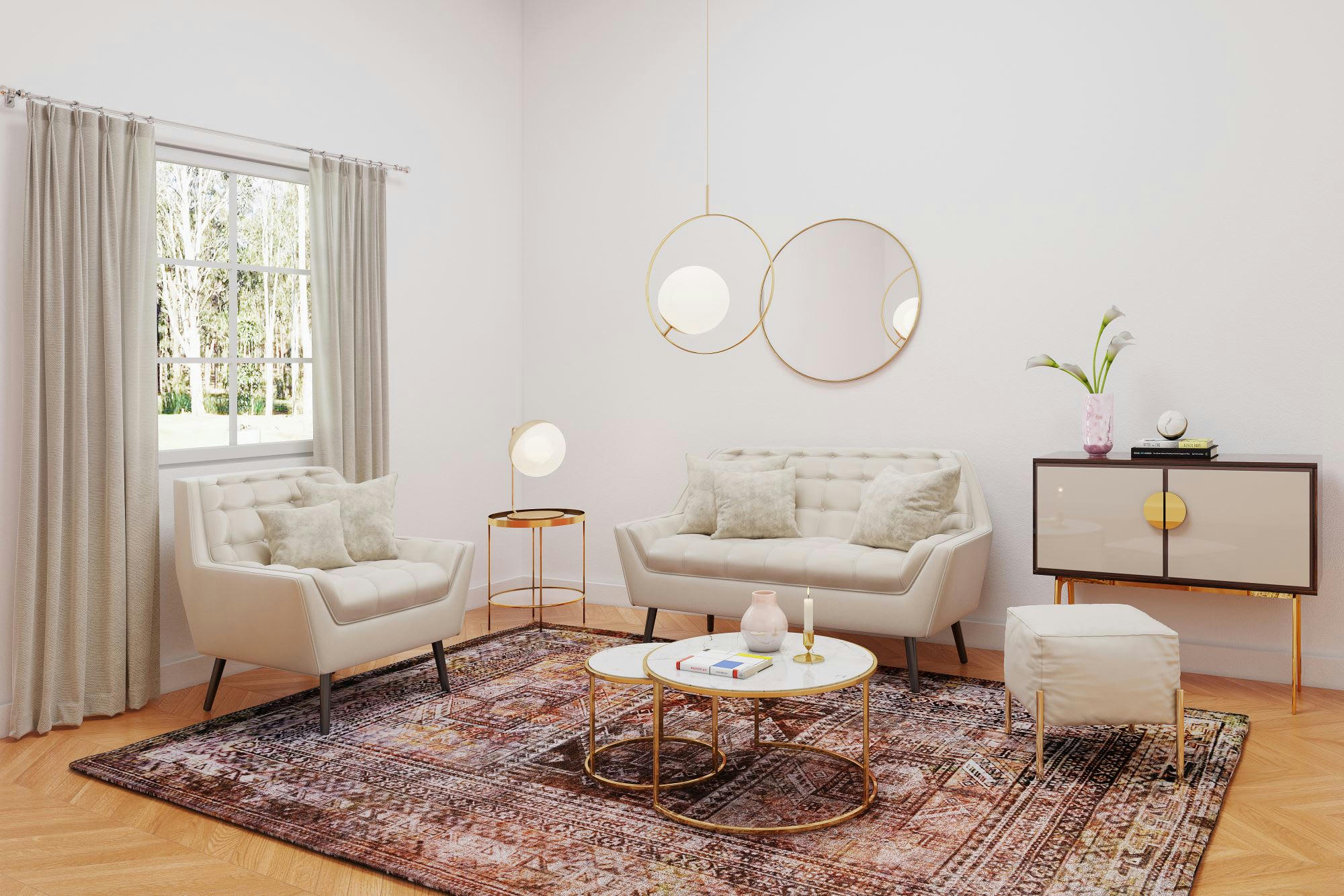 ADARA - Tapis vintage tissé plat - rouille multicolore 70x140 cm