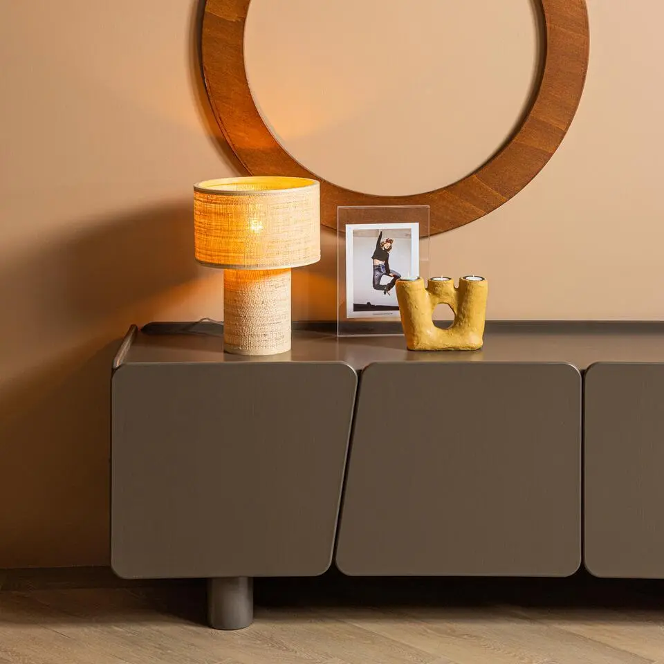 WOOOD Syro Tafellamp &Oslash; 42 CM - Raffia - Naturel - 55x42x42