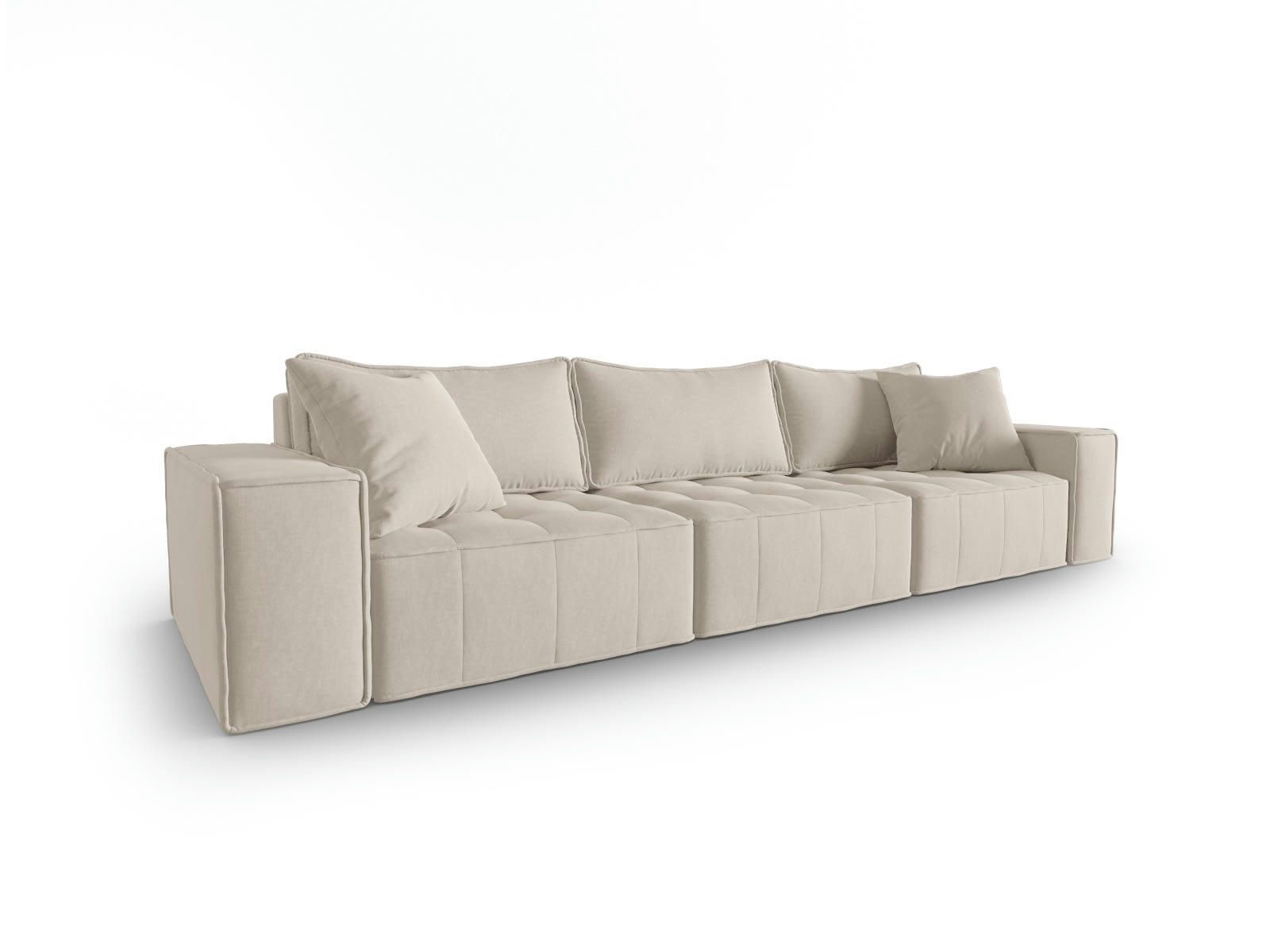 MIKE - Canapé modulable 5 places en tissu structurel beige